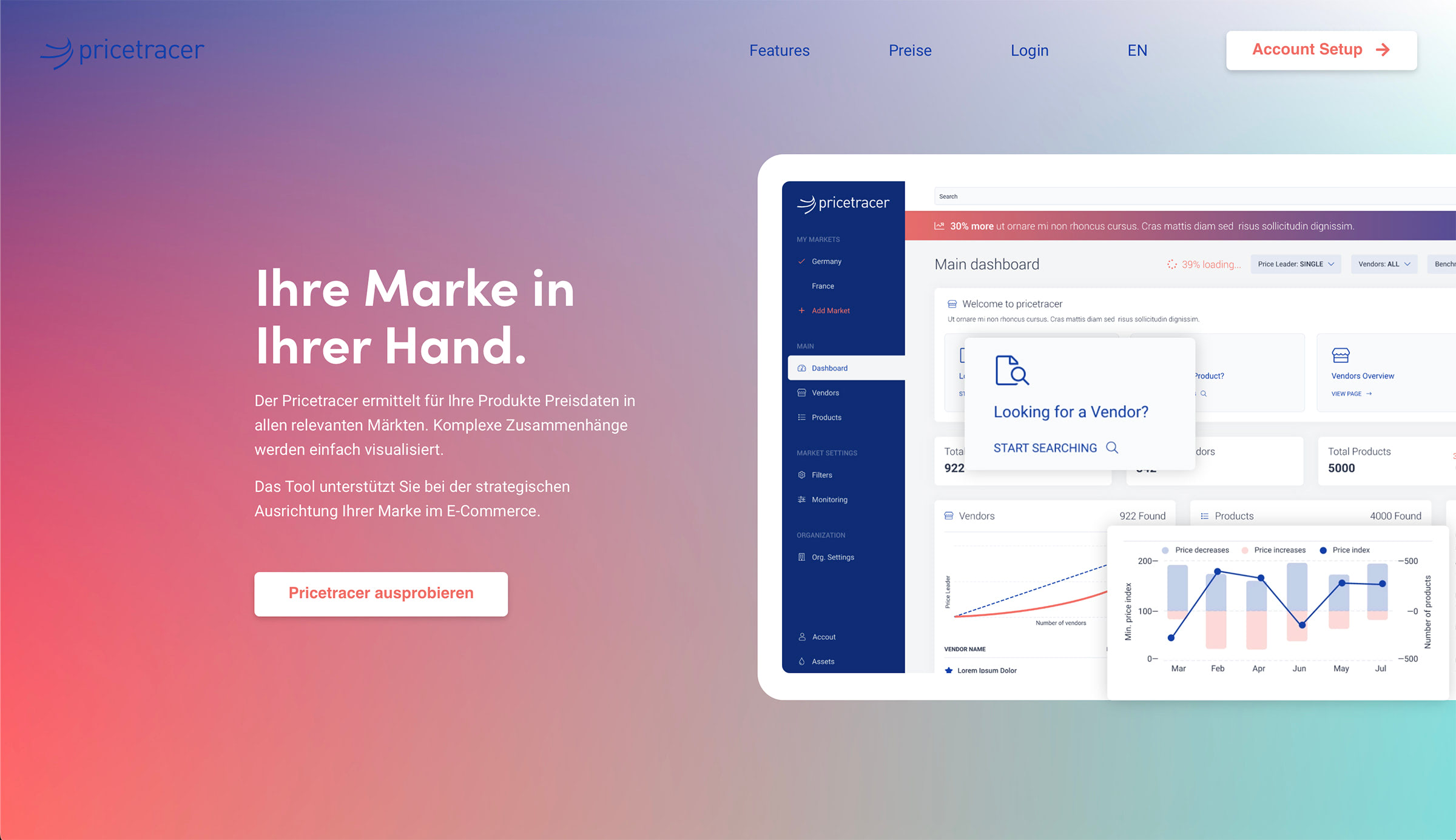 Pricetracer Website, designed by Anwert.
