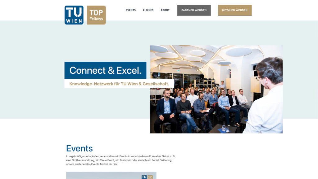 Tu Topfellows Website, it shows the Homepage.
