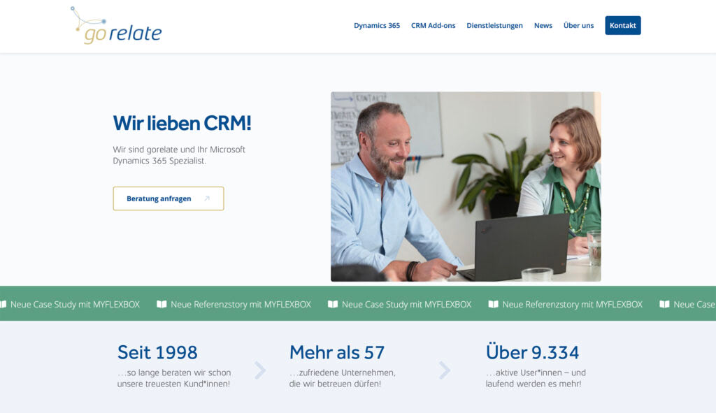 gorelate Website from Anwert. It shows the Homepage.
