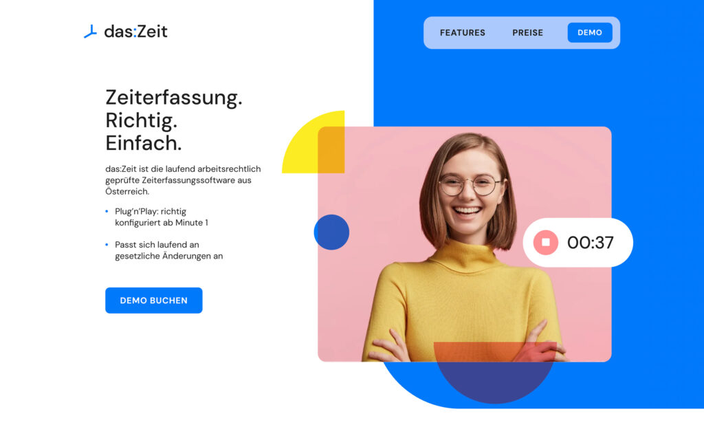 Hero section of the daszeit.io website