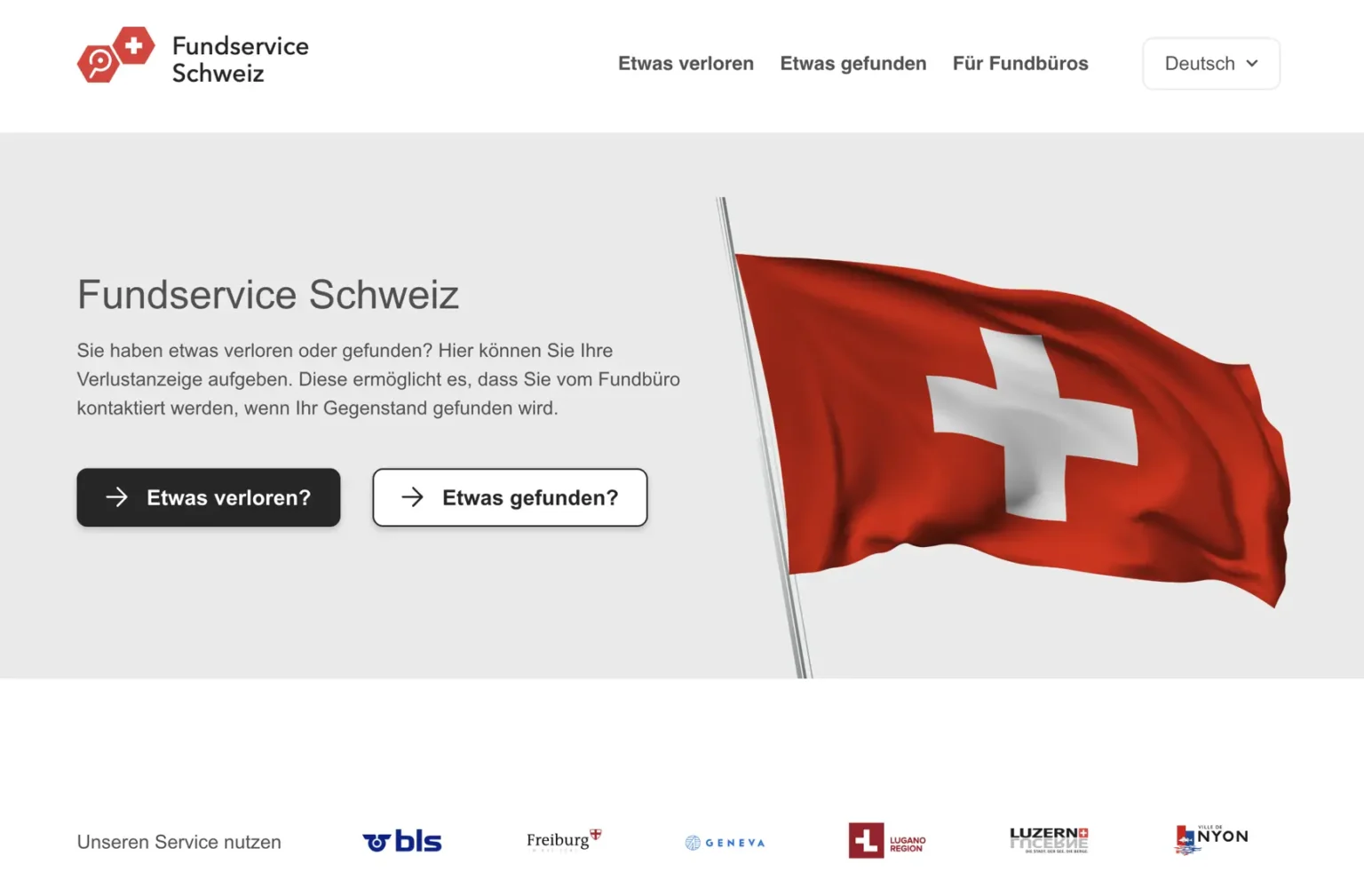 Website excerpt from Fundservice Schweiz