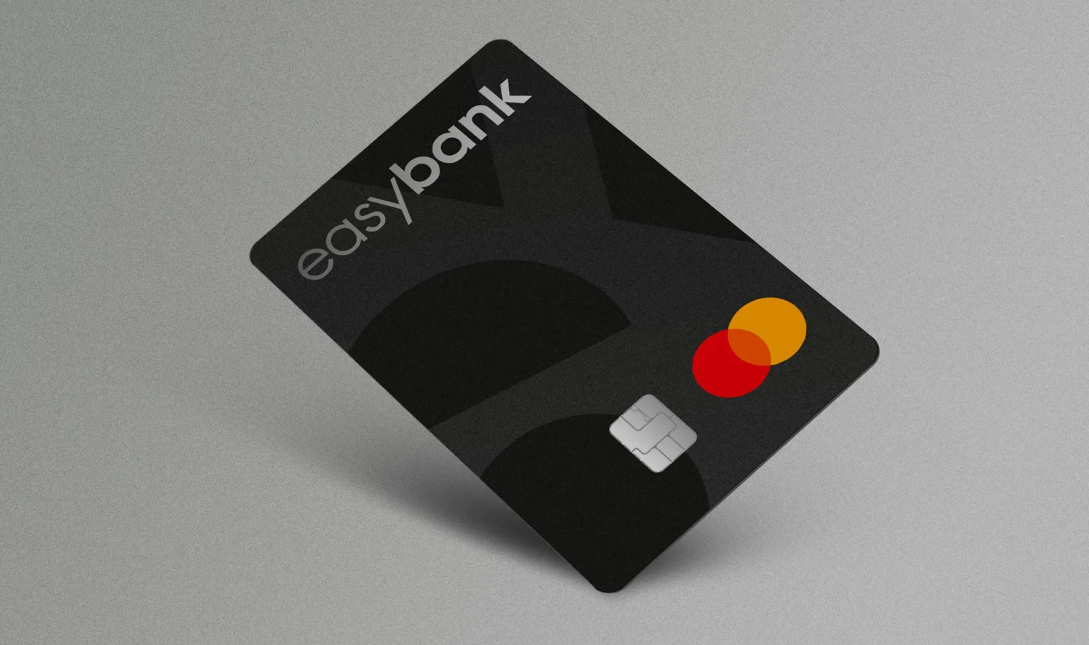 The easy metal card with the final design on a black background
